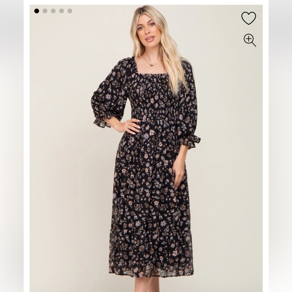 Floral Black Maxi Dress PinkBlush